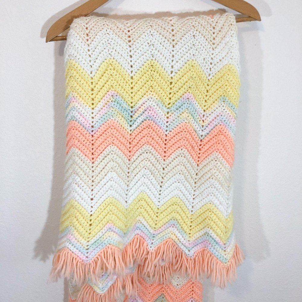 Hand Crochet Fringe Blanket